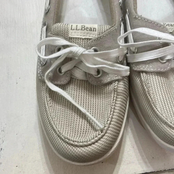 LL BEAN WO SIZE 8 TAUPE SLIP ON  BOAT SHOE EXCELLENT CLEAN CONDITION LACE UP - Picture 6 of 15